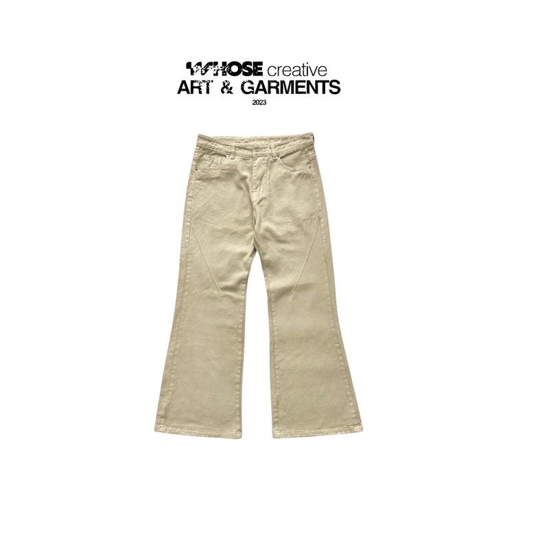 BEIGE FLARED JEANS WASH VER 1 - Quần jeans ống loe wash Whose Studio
