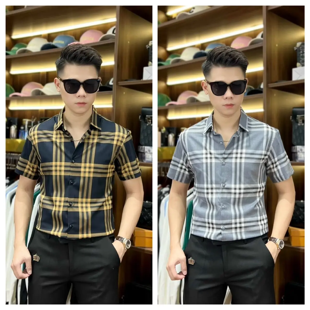 Áo Sơ Mi Kẻ Caro Cộc Tay Nam Cao Cấp Mềm Mại M22 Áo Menswear Ong Shirt Kate
