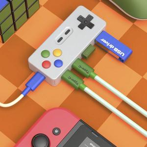 Hub de 4 puertos USB Tipo‑C, diseño multifuncional de controlador de juego portátil (2 puertos USB y 2 puertos Tipo‑C), adaptador creativo de extensión para PC, Mac y computadora portátil