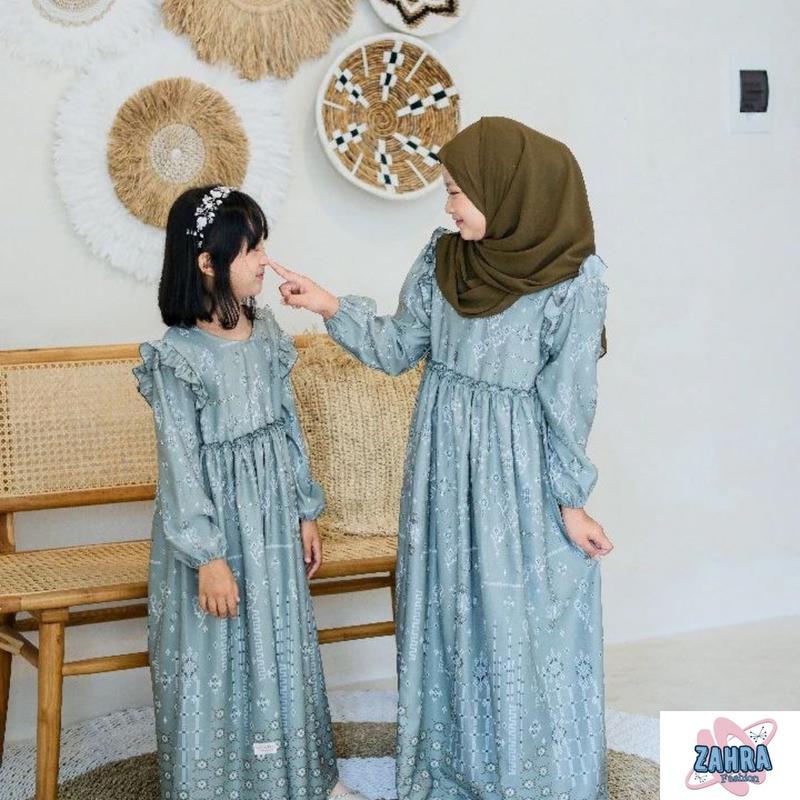 Product Introduction of set couple family motif malika koko dewasa gamis dewasa koko anak gamis anak Keluarga Muslim Mewah Ibu Wanita Pasangan Biru Hijau Panjang 7