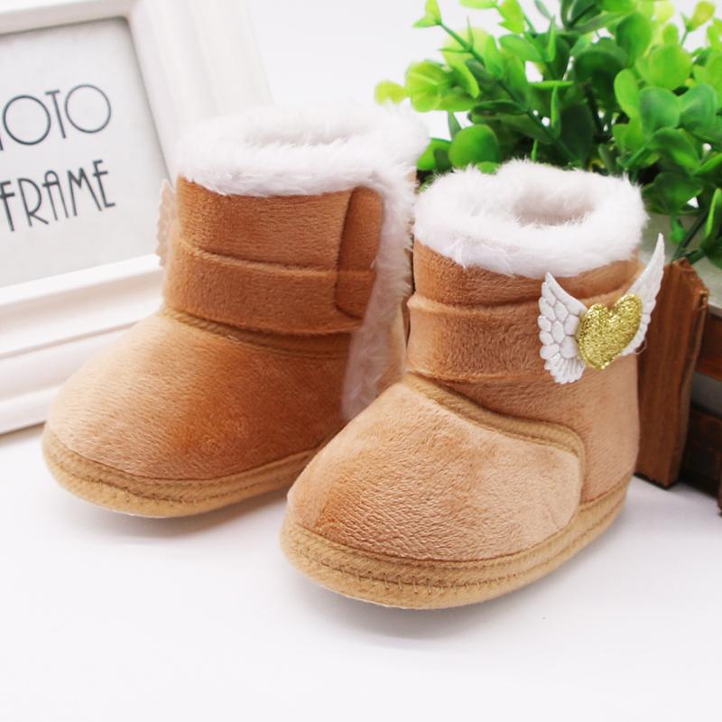 Product Introduction of Newborn Baby Girl Plush Snow Booties Keep Warm Shoes Non-Slip Sneaker Walking Soft-Soled Breathable Heart Wings First Walkers 33
