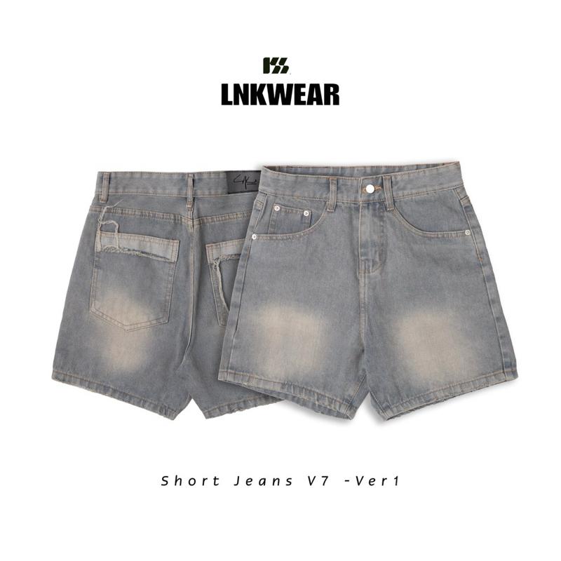 { RESTOCK BST 2025 } QUẦN SHORT JEAN UNISEX LIGHT BLUE V7 LNKWEAR Nam Menswear Cotton Dệt