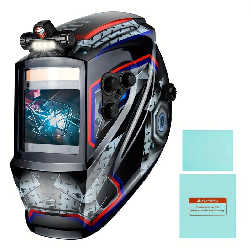 TRQWH Solar Powered Auto Darkening Welding Helmet, Work Equipment for Men, True Color Solar Powered Welding Hood with 4 Arc Sensor, Adjustable Wide Shade Range Welder Mask 0