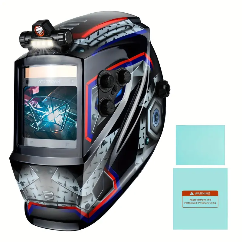 TRQWH Solar Powered Auto Darkening Welding Helmet, Work Equipment for Men, True Color Solar Powered Welding Hood with 4 Arc Sensor, Adjustable Wide Shade Range Welder Mask 0