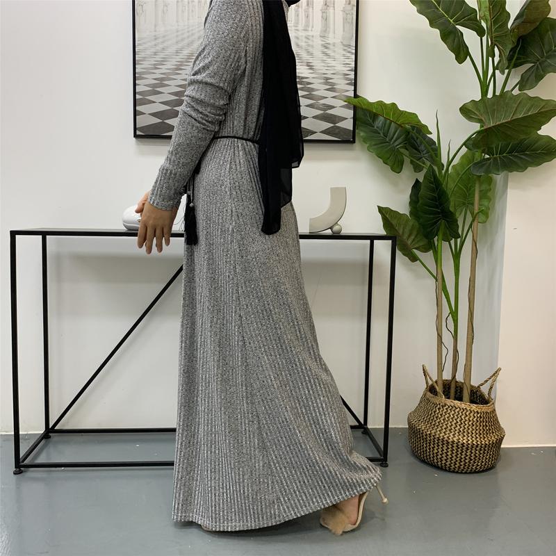 Product Introduction of Cross-Border Autumn Winter Muslim Women's Clothing In-Stock Long Sleeve Knitted Sweater Coat Robe 1853 24