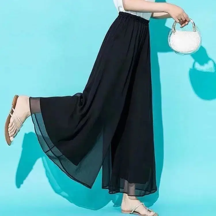 Quần Nữ Cạp Cao Cỡ Lớn, Chất Liệu Lụa Lạnh Mỏng Và Rộng, Chất Liệu Voan, Ống Rộng, Thích Hợp Cho Phụ Nữ Có Cân Nặng 40-100KG, C9215