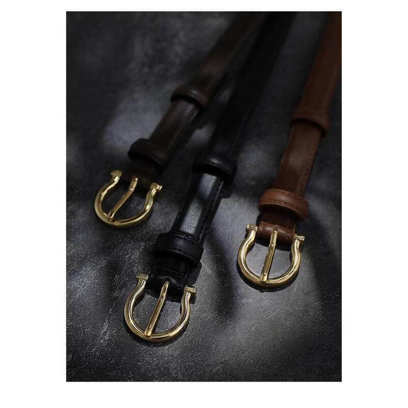 Product Introduction of Basic light mature temperament delicate belt French gold buckle leather niche light luxury belt women's trouser belt 2