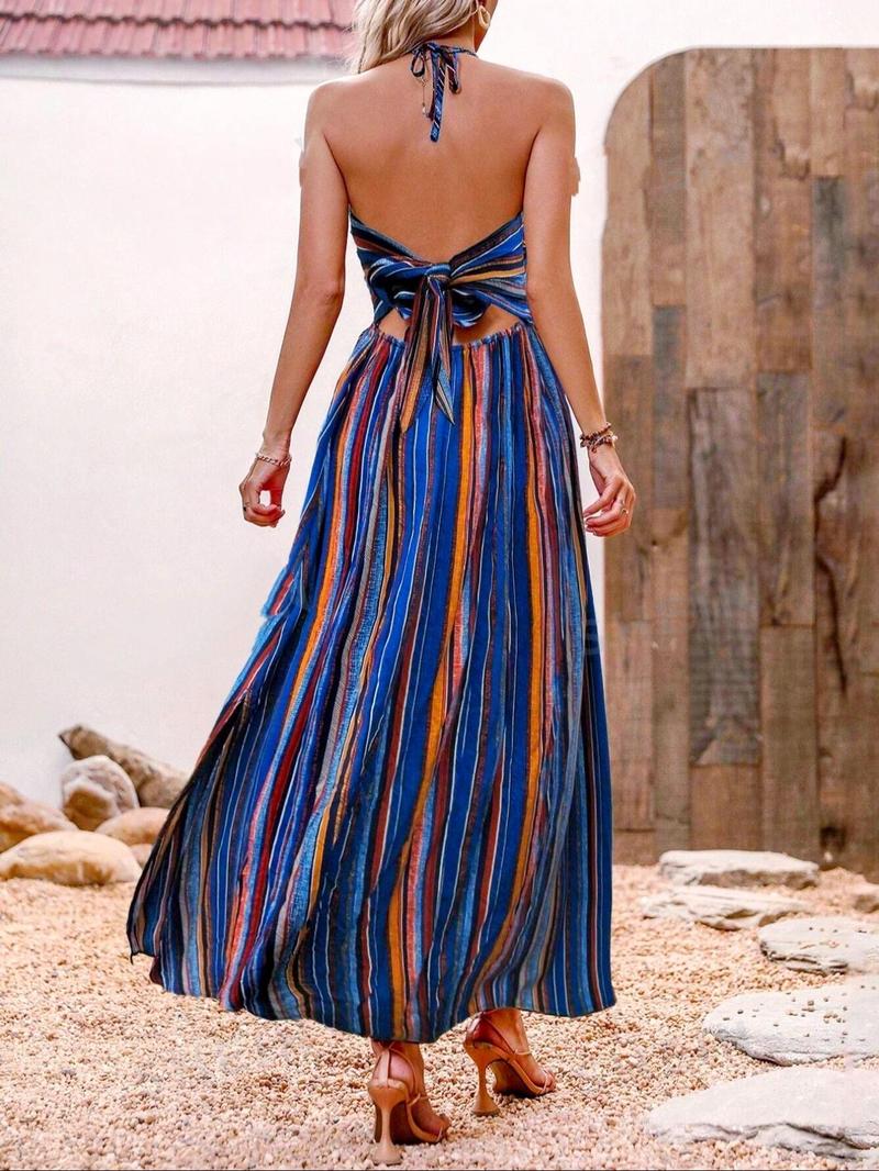 Product Introduction of Women's Striped Print Cami Dress, Casual Sleeveless Dress for Summer, Fashion Women's Clothing for Daily Wear 2