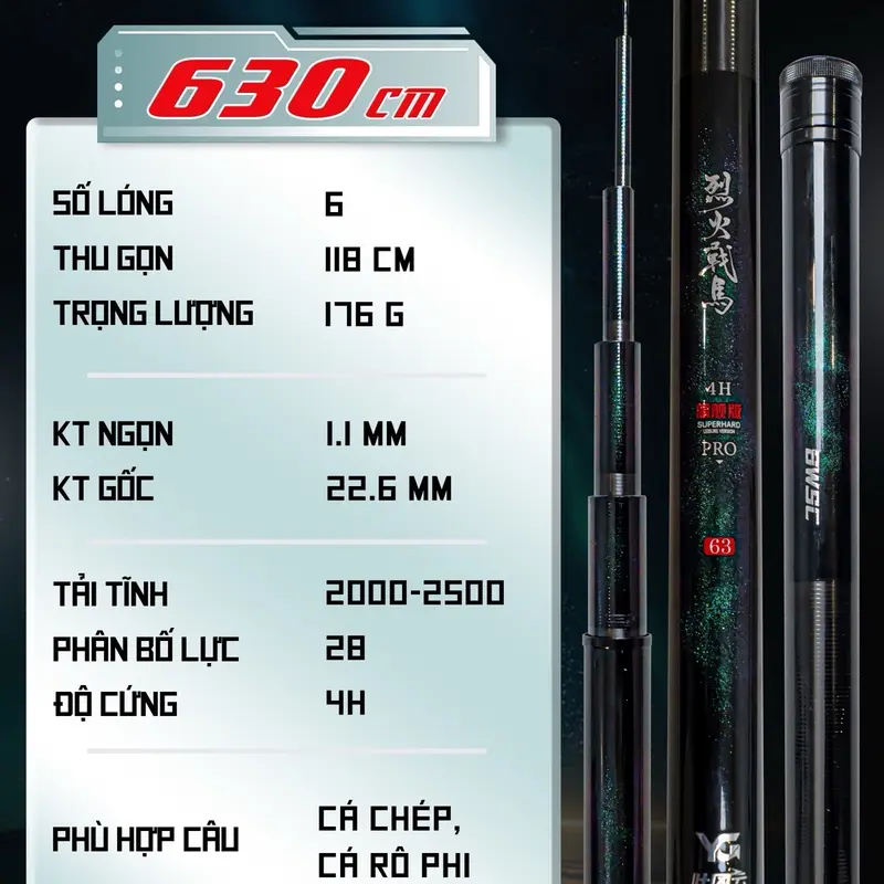 CẦN CÂU YG LIỆT HOẢ 4H RÔ CHÉP 4