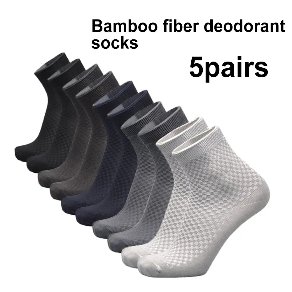 Wcallpse-5 Đôi Tất Sợi Tre Cho Nam, Ấm Cúng, Chống Mồ Hôi, Chống Mùi, Ống Giữa, Vớ Mắt Cá Chân Phi Hành Đoàn