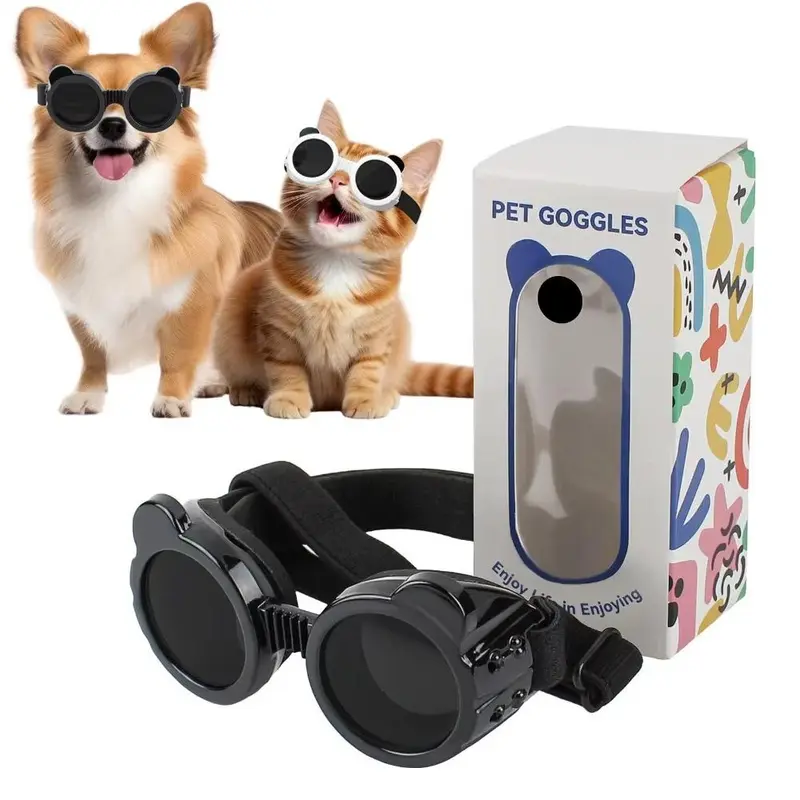 Pet Goggles, 1 Box UV Protection Adjustable Straps Dog Goggles, Windproof Motorcycle Dog Goggles, Pet Supplies for Outdoor Activities 0