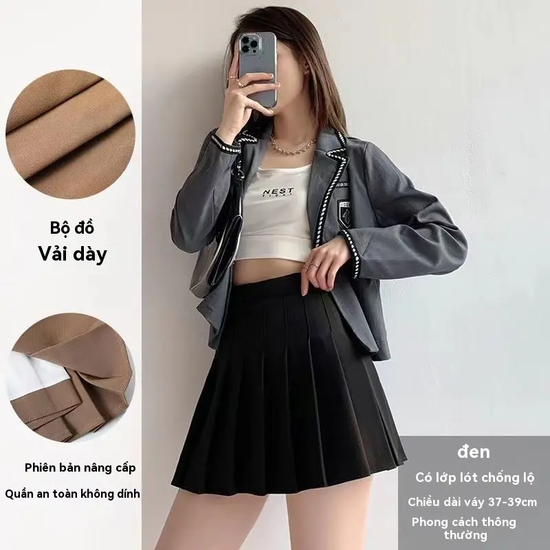 Chân Váy Ngắn Xếp Ly Chống Ánh Sáng, Dành Cho Nữ Sinh, Phong Cách Hàn Quốc, Chân Váy Chữ A, Cạp Cao, Thích Hợp Cho Mùa Hè