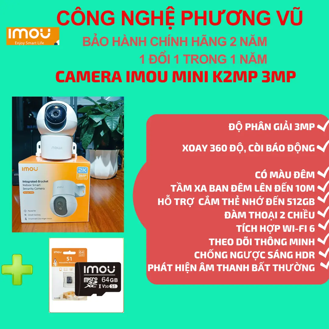 Camera Wifi trong nhà IMOU  Mini 3MP CÓ MÀU BAN ĐÊM, ĐÀM THOẠI TO RÕ