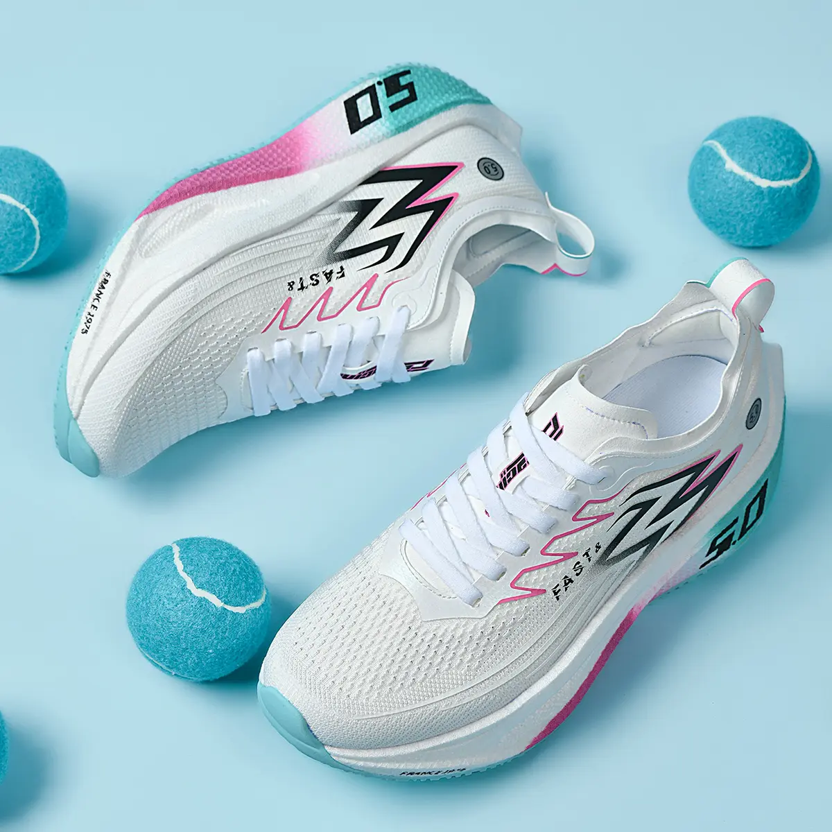 Men\'s Athletic Sneakers - White with Pink & Light Blue Accents Gender Reveal Custom Sneakers BOY or GIRL Blue and Pink Air  main image 3
