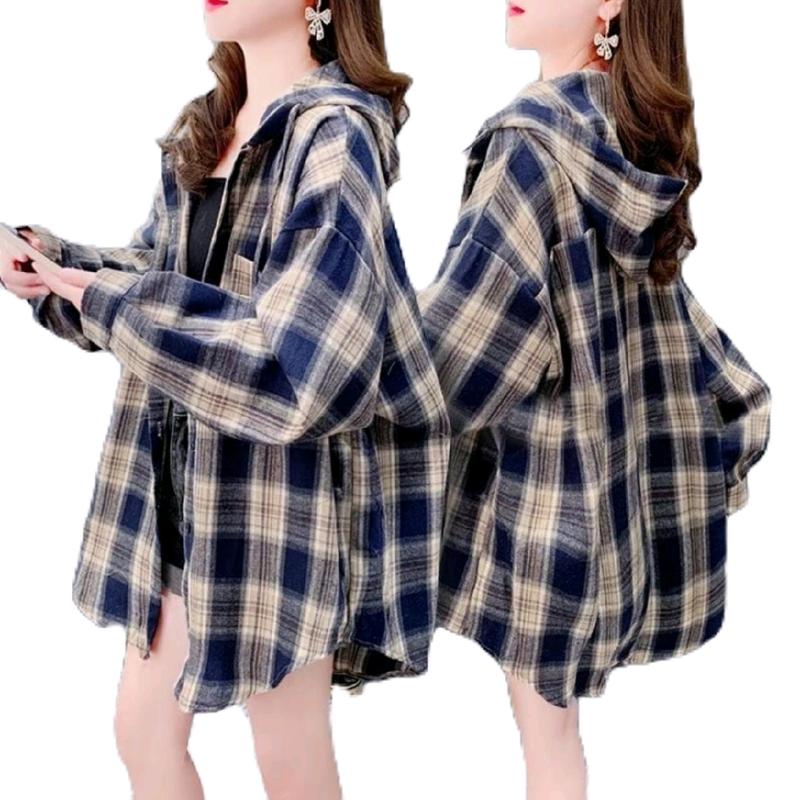 Áo khoác sơ mi có Túi Trong, Nút bấm, sọc caro chất kate mỏng nhẹ thời trang chống nắng - Nhung Nam Menswear Jean - Voi Top Shirt Có Cổ áo   nữ Women