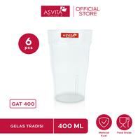 Gambar ASVITA Gelas Tradisi 400 ML - 6 PCS Food Grade Wadah Minum GAT 400 dari ASVITA Plastic Indonesia Kota Tangerang 1 Tokopedia