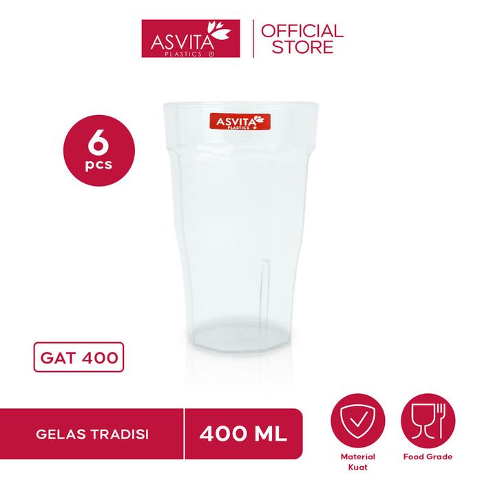 Gambar ASVITA Gelas Tradisi 400 ML - 6 PCS Food Grade Wadah Minum GAT 400 dari ASVITA Plastic Indonesia Kota Tangerang Tokopedia