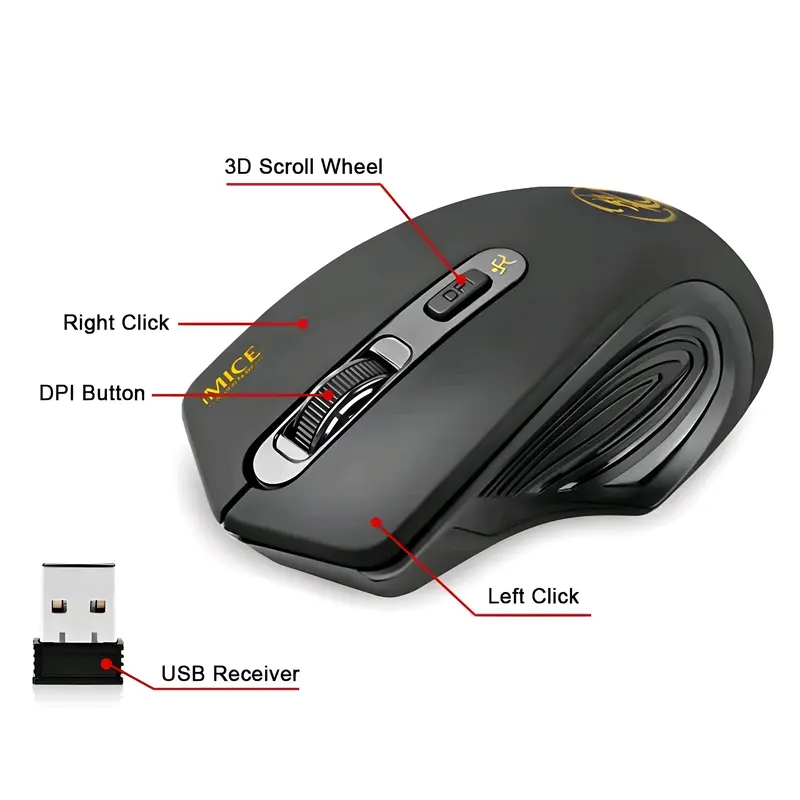 Mouse Gaming Wireless iMICE 2.4GHz 2000 DPI Tanpa Kabel Pc Komputer Laptop Nirkabel 1