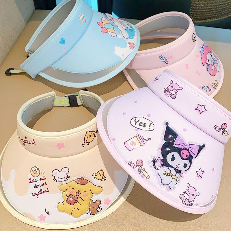 Mũ Trẻ Em, Sanrio, Thiết Kế Kuromi, Phong Cách Hoạt Hình, Mũ Che Nắng, Thích Hợp Cho Mùa Hè, Cho Bé Gái, Chống Nắng Và Chống Tia Cực Tím, Kiểu Đầu Rỗng, Mũ Chống Nắng 4