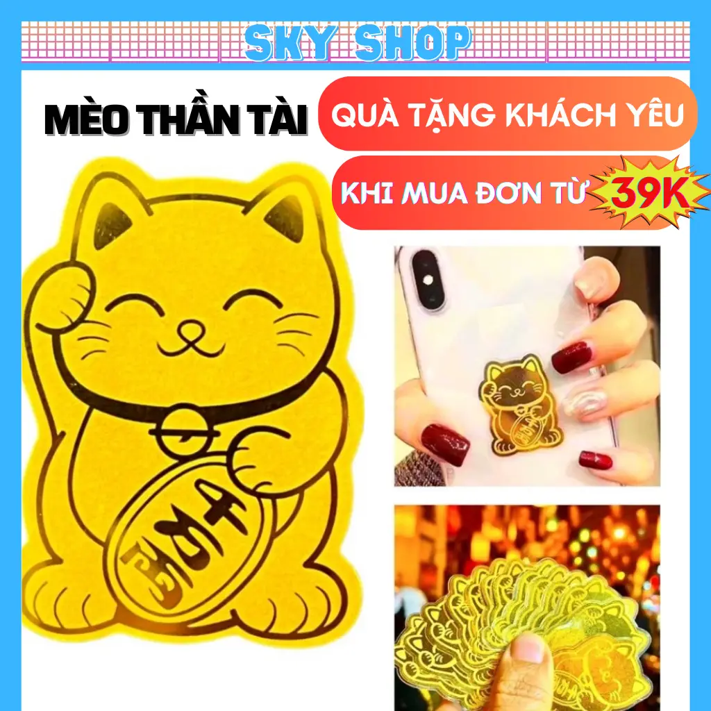 [Mèo Thần Tài] Miếng Dán Mèo Thần Tài Mang Đến Nhiều Tài Lộc.