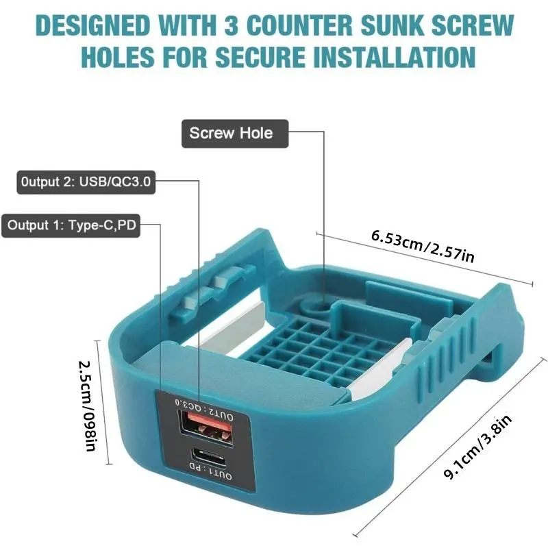 Battery Adapter for Makita 18V Lithium-ion Batteries, USB and Type-C Fast Charger Dock, Portable Battery Holder (Adapter Only), Tool Accessories, Hardware 1