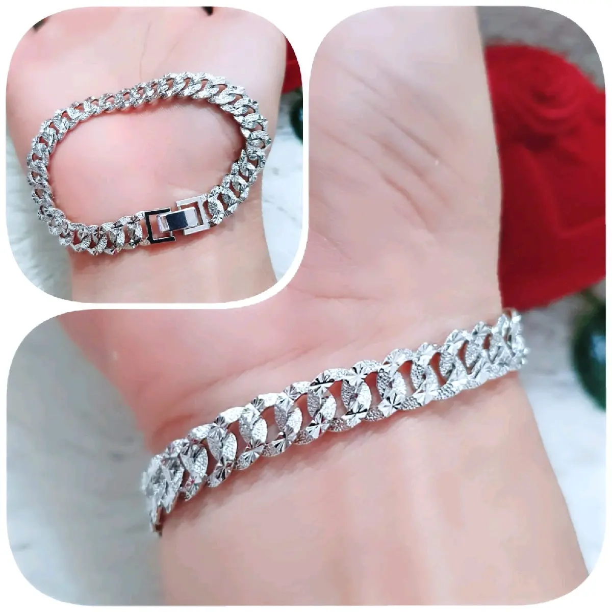 Gelang Tangan Xuping Miracle Sisik Naga TN347 Anti Karat Berlian Emas Gold Kristal Permata Silver Perhiasan Titanium