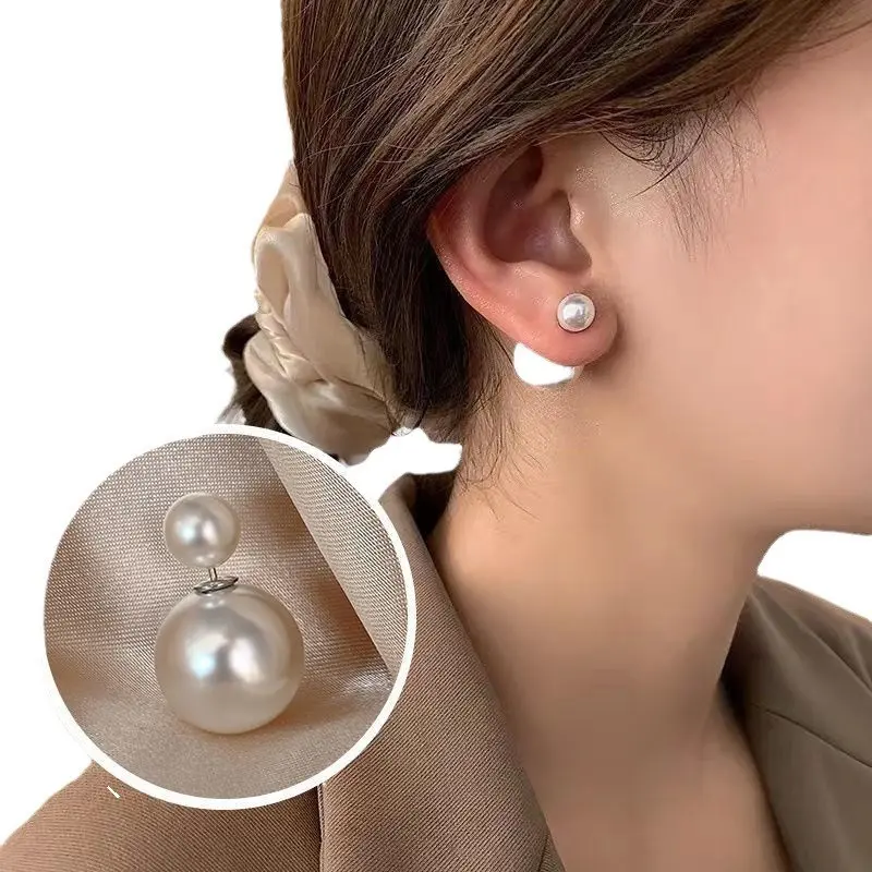Bông Tai Ngọc Trai Tròn, Sang Trọng, Dành Cho Nữ, Chất Liệu Bạc Và Titan S925, Phong Cách Cá Tính, Bán 1 Đôi