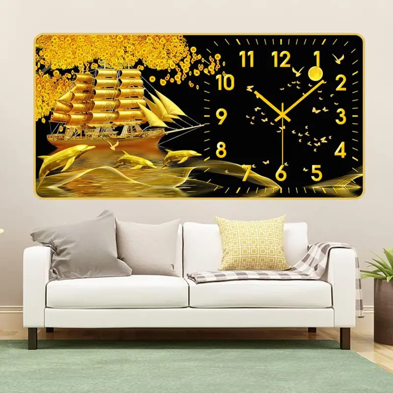 TRANH ĐỒNG HỒ TRÁNG GƯƠNG CAO CẤP 5D IN UV Treo Tường Decor Decor Phòng Trang Trí Trang Trí Nhà Phòng Khách đồng  hồ đồng  hồ tranh treo 6