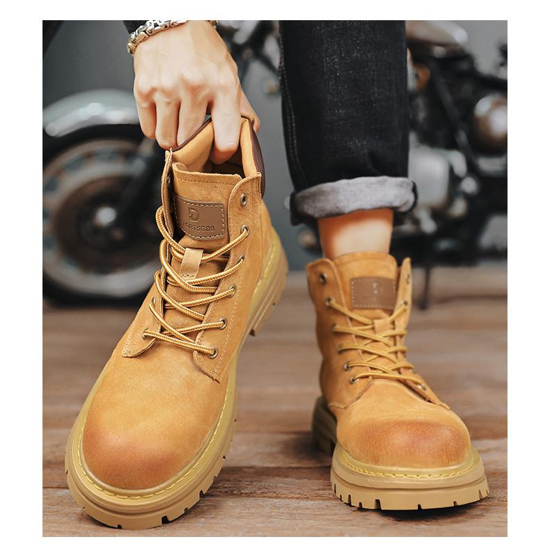Product Introduction of Worker Boots Genuine Leather Retro Martin Boots for Women British Style High-Top Trendy Worker Boot Fashion All-Matching Girl Walking Shoes Shoes Footwear Comfort Fasciitis Decor Onyx sport  shoes  men tennis  shoes 13
