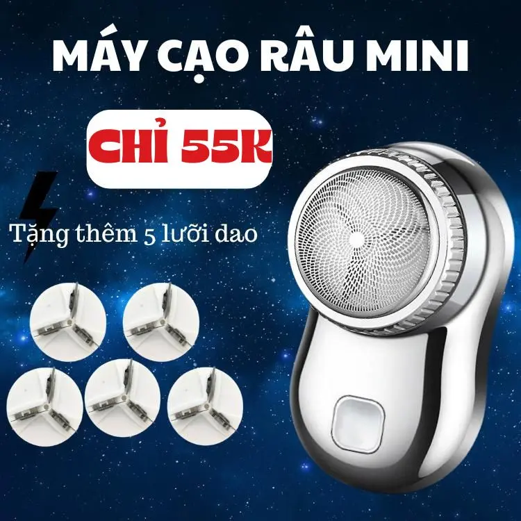 Máy cạo râu điện cho nam ( tặng 5 lưỡi dao thây thế) , dao cạo râu mini sạc USB, máy cạo râu mini, daocaorau,daocaorautienloi 1