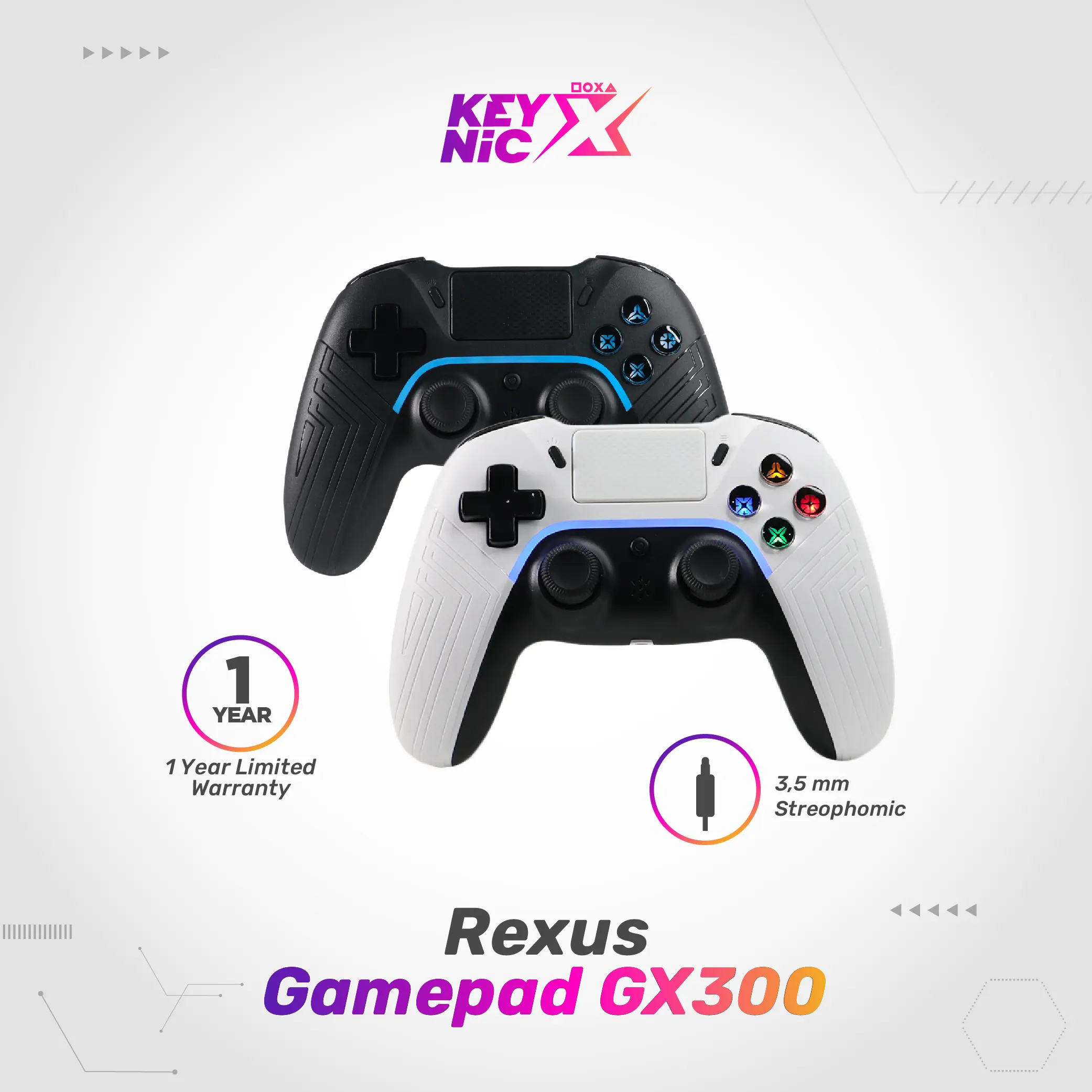 Rexus Gamepad Bluetooth Gladius GX300 V2 Hall Effect Garansi Resmi