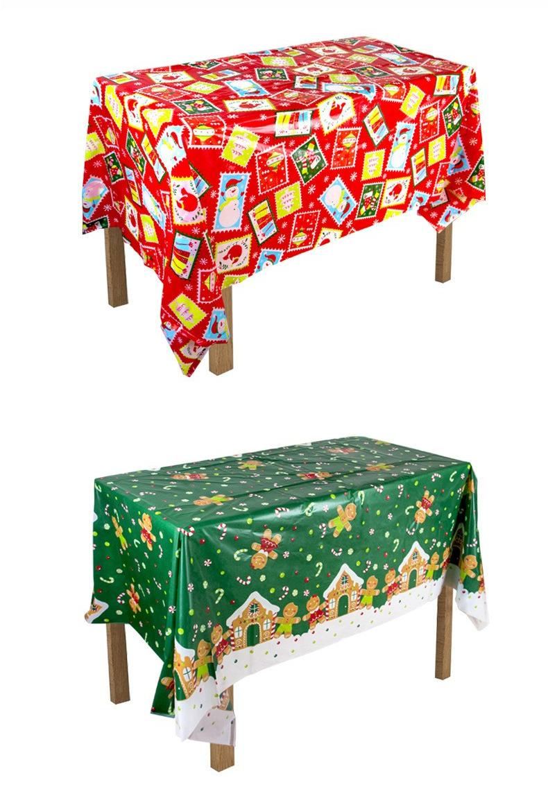 Product Introduction of Christmas Tablecloth Disposable Plastic Rectangle Xmas Picnic Table Cover Christmas Pattern Printed Dining Table Cloth for Xmas Kitchen Decorations Holiday Party 1