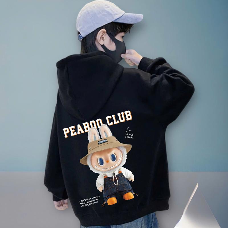 [Mua 2 tặng 1]Áo Khoác Dây Kéo Bé Trai Form Rộng Nỉ Hình In LABUBU CLUB Cho Bé Từ 4 Đến 10 Tuổi tặng áo nỉ ngẫu nhiên