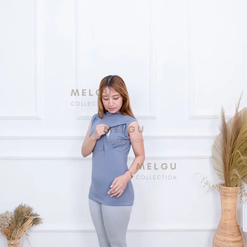 Kaos Manset Ibu Menyusui/Busui lekbong xl hitam pakaian nursing 2