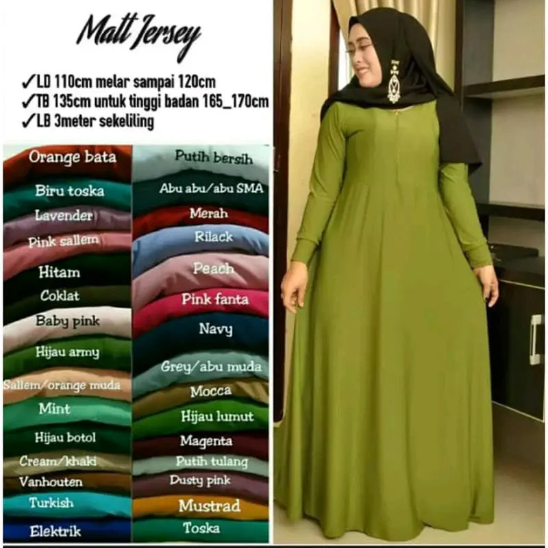 PROMO!! COD GAMIS SUPER JUMBO XXXL POLOS JERSEY Matt Seper Premium FASHION Muslim Warna Putih HITAM coklat dewasa Hijau Navy Nyaman Remaja Army Biru Ibu Maroon Melar Merah Mint Mocca Pink Ungu