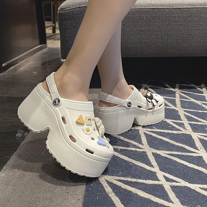 2025 Height Increasing Eva Slippers Non-Slip Beach Hole Shoes Outdoor Wear Closed Toe Sandals New Summer Women'S Platform