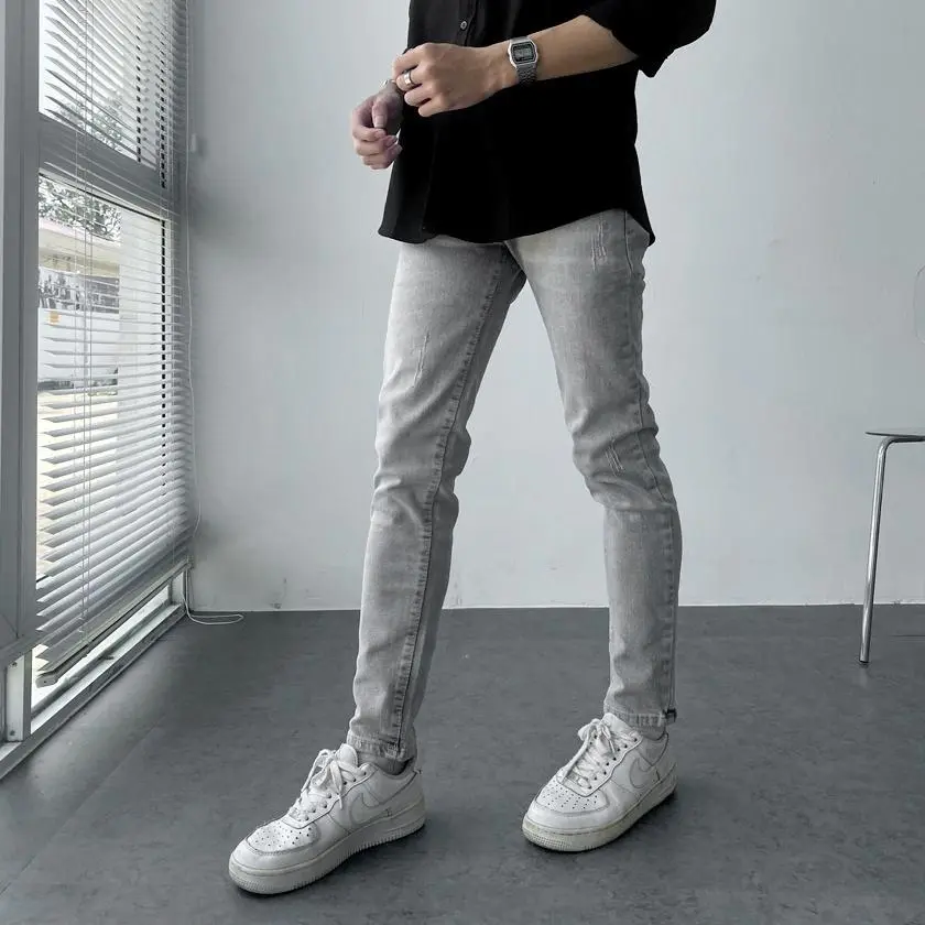 Quần jean nam xám slim fit 456 Menswear Cotton Pants Có Túi