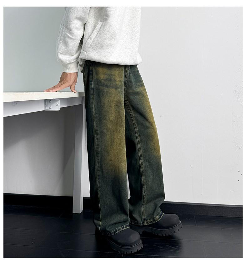 Product Introduction of Men's Vintage Washed Jeans - American Streetwear Wide Leg Denim Pants (Summer Distressed Style) 6