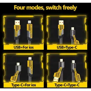 Kabel Data 4in1 Fast Charging 65W MAX Kabel Charger Multi USB Type-C Lightning untuk HP Tablet