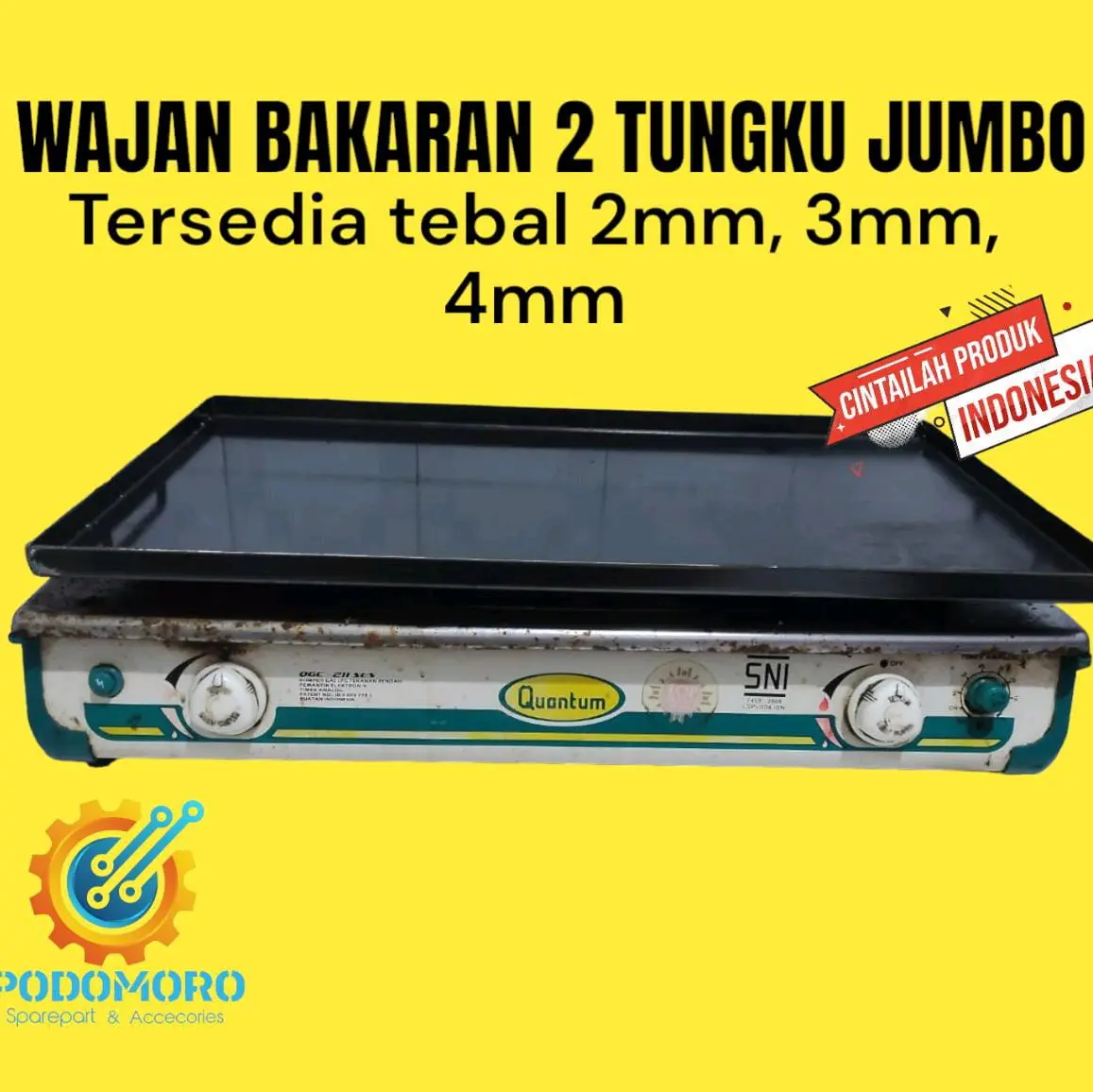 [2MM] wajan 2mm untuk ukuran kompor 2tungku panggangan roti / kebab / sosis/ burger/ japanese cake/ steak ayam dll