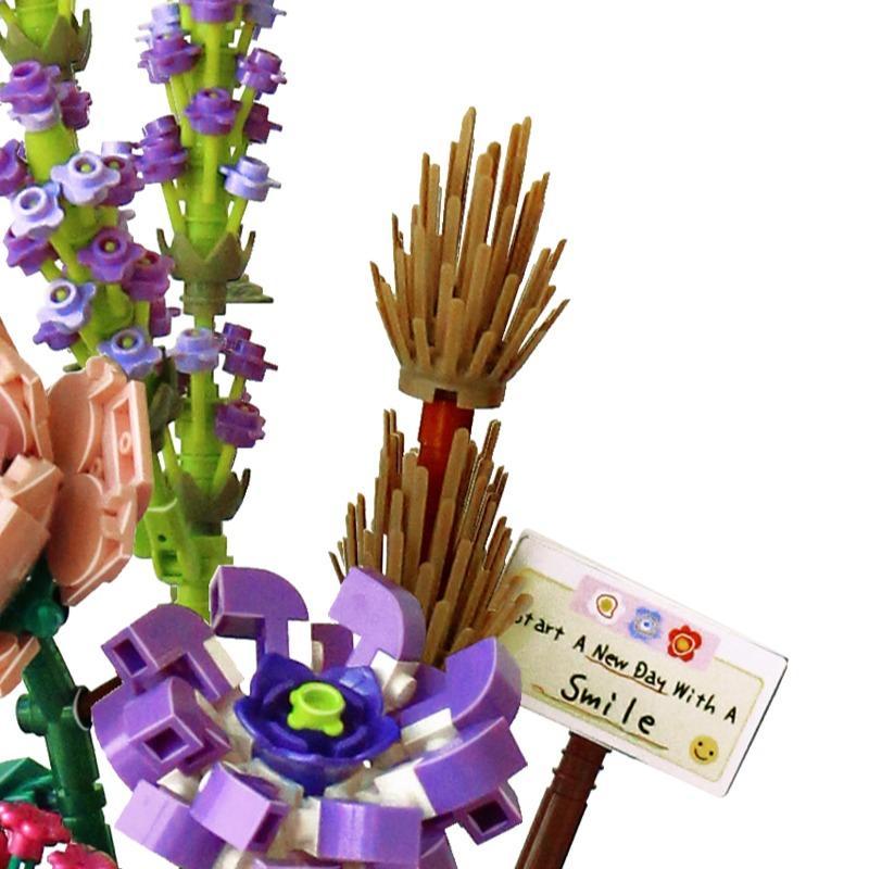 Flower Bouquet Design Building Blocks, DIY Educational Building Bricks Model, Building Blocks Playset, Christmas Gift, Unique Desktop Ornaments for Office Home Decor 3