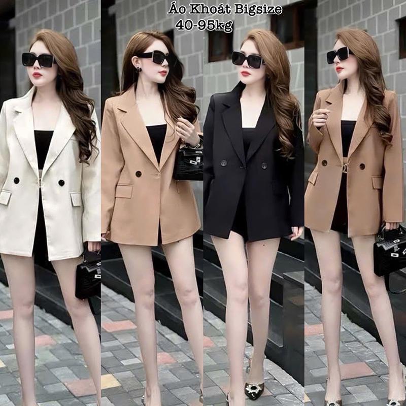 Áo Vest Blazer Tay Dài Bigsize Công Sở Lụa Chéo Thái Thiết Kế Túi Nắp Dự Tiệc Nữ Cao Cấp Xinh Đẹp Sang Trọng 50-95kg Áo