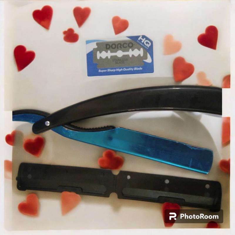 barber shaver labaha with 1pcs blade blackblue - TikTok Shop Philippines