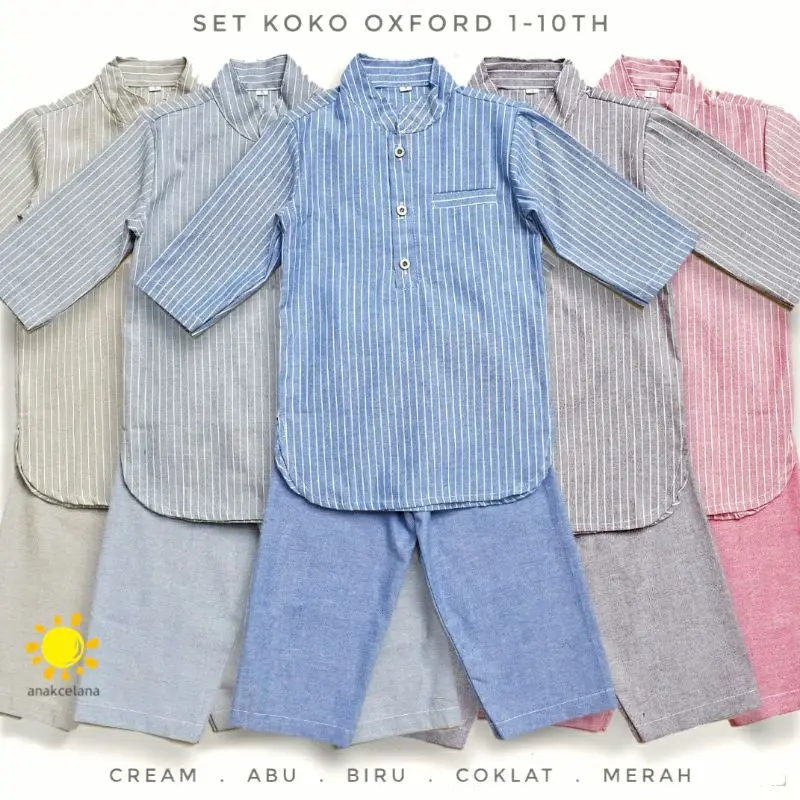 SETELAN KOKO ANAK OXFORD BAJU KOKO KURTA ANAK 1-10TH Katun Muslim 0