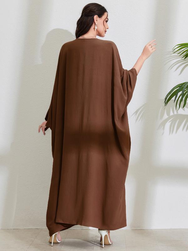 Product Introduction of Discount New Muslim Middle East Arab Maxi Dress Bandage Batwing Sleeve round Neck Fashion Elegant Dress Robe 8
