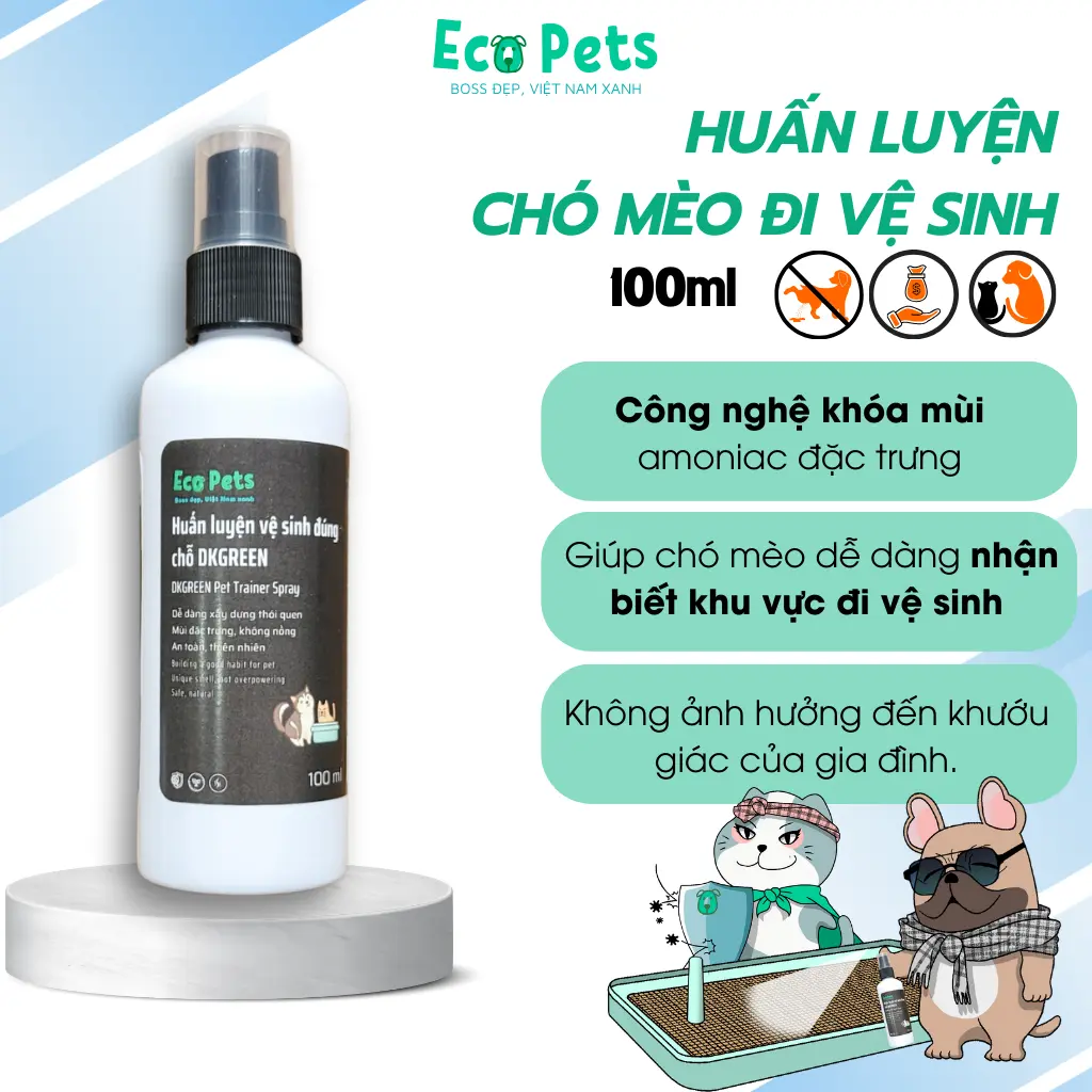 Xịt hướng dẫn chó đi vệ sinh đúng chỗ - cách cho chó đi vệ sinh vào khay chó vệ sinh DKGREEN