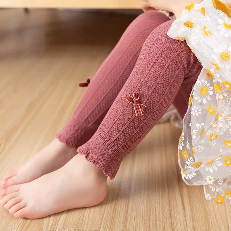 [ NƠ XINH ] Quần Legging Len Nơ, Quần Tất Len Không Bàn Đính NƠ NHỎ Cho Bé Gái 0-8 Tuổi, Chất Len Mềm Mại, Xinh Xắn