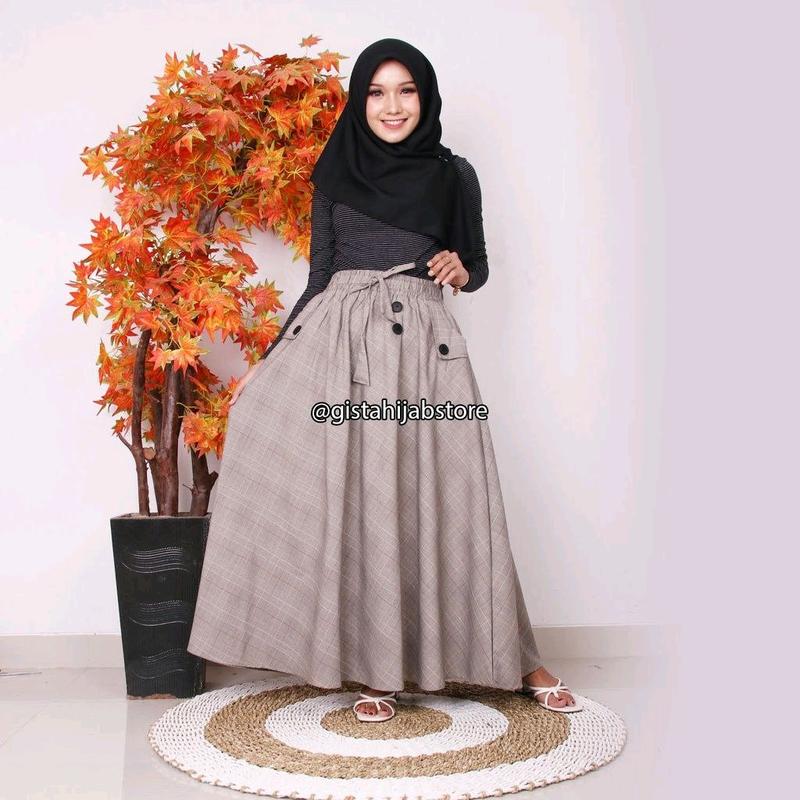 rok payung premium import kekinian tebal klok Maxi Katun Santai bawahan cantik Karet Nyaman 1