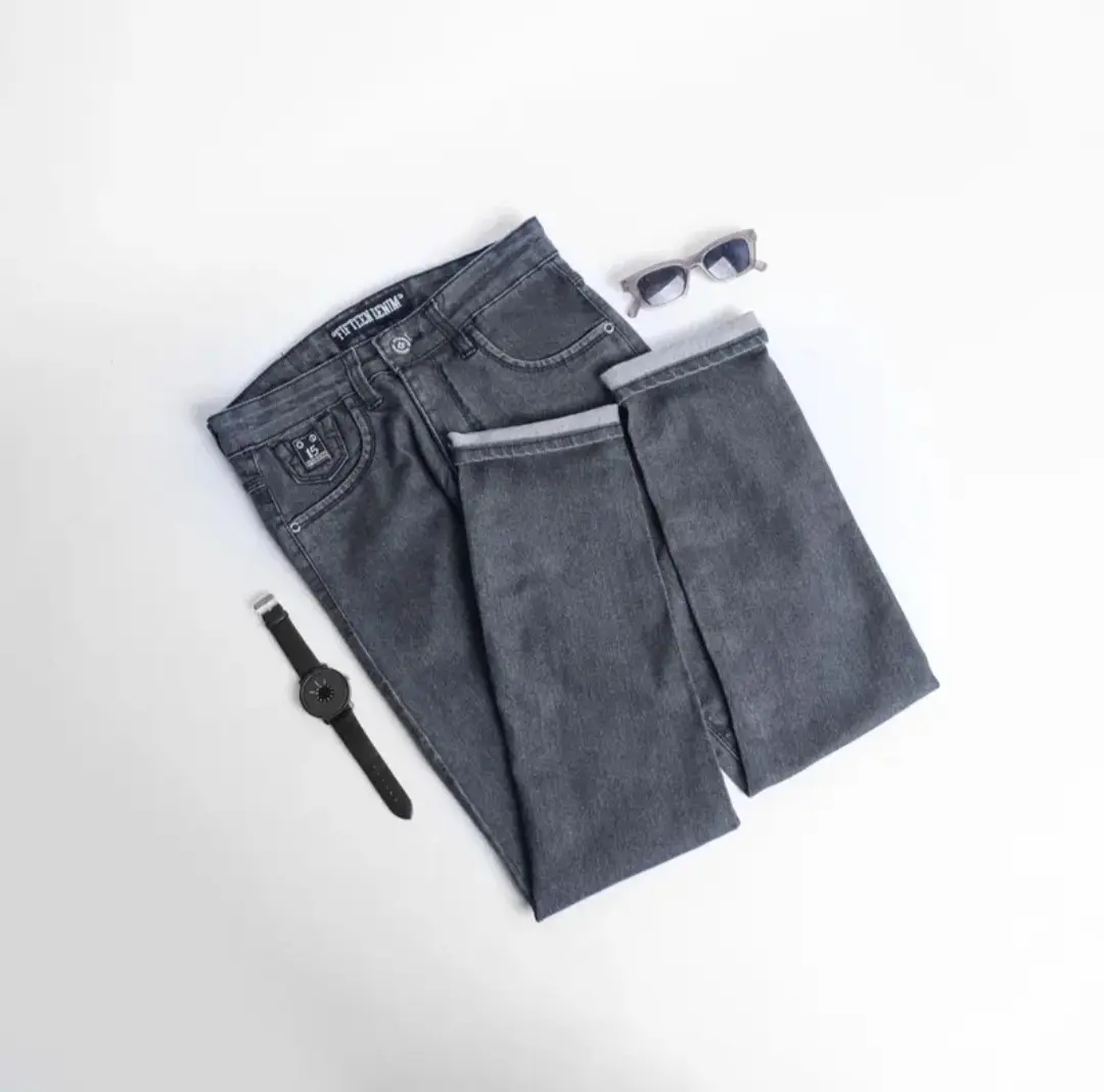 Celana Jeans Pria Terbaru Brand Distro Fifteen Denim Original Celana Jeans Panjang Cowok Slim Stretch Melar Warna Abu Polos Model Kekinian Keren Street Style Gaya Korean Sedang Tren Celana Pria Terlaris Slim Fit