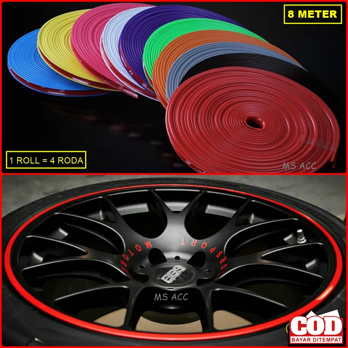 List Pelindung Velg Mobil Bahan Karet Tebal Panjang 8 M Include Double Tape Car